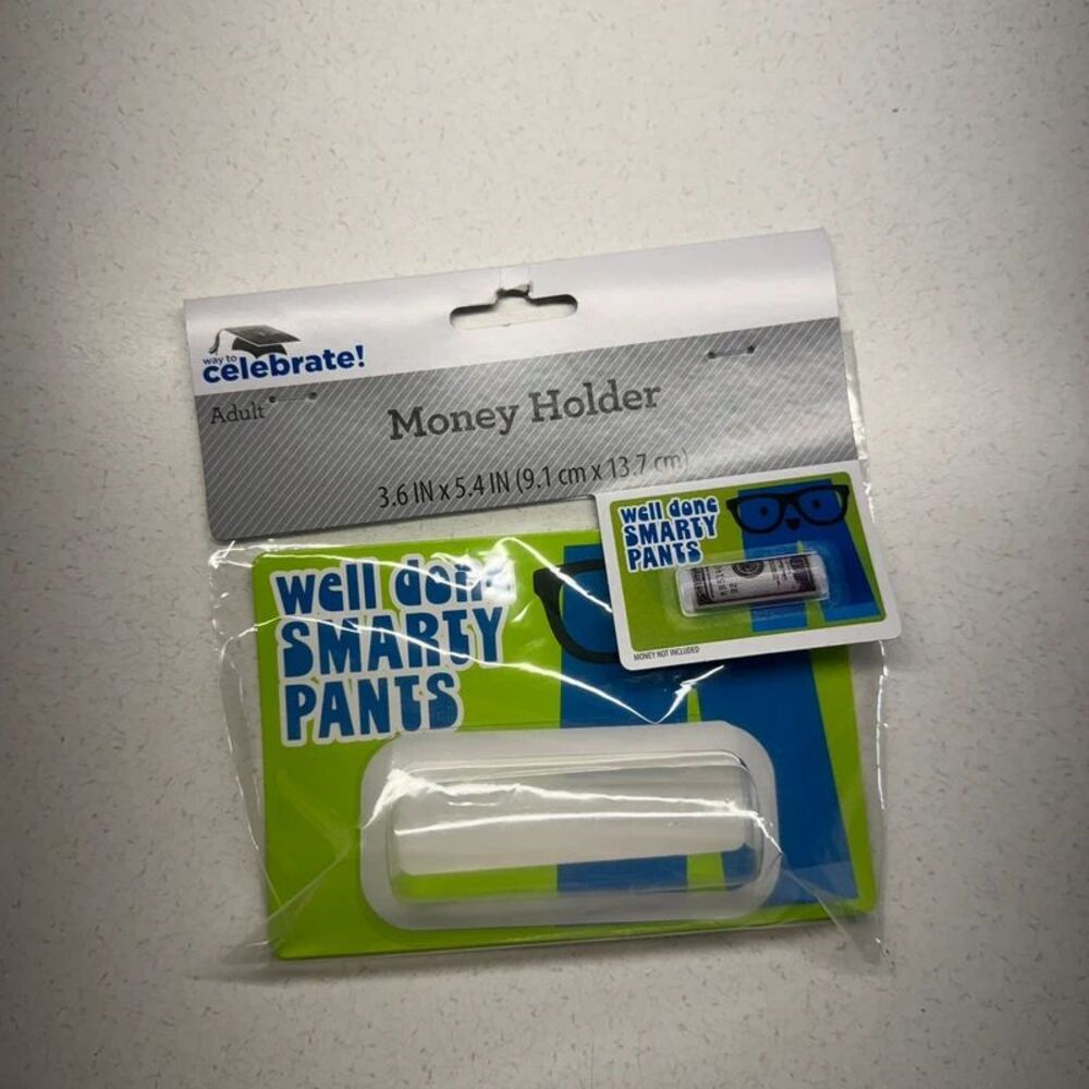 "Well Done Smarty Pants" Green Money Holder 3.6 x 5.4